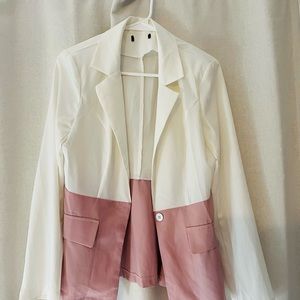 Pink and white satin blazer